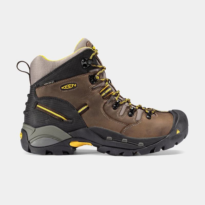 Buy Keen Pittsburgh 6" Steel Toe Mens Work Boots Brown/Yellow (0358-GJHRQ)